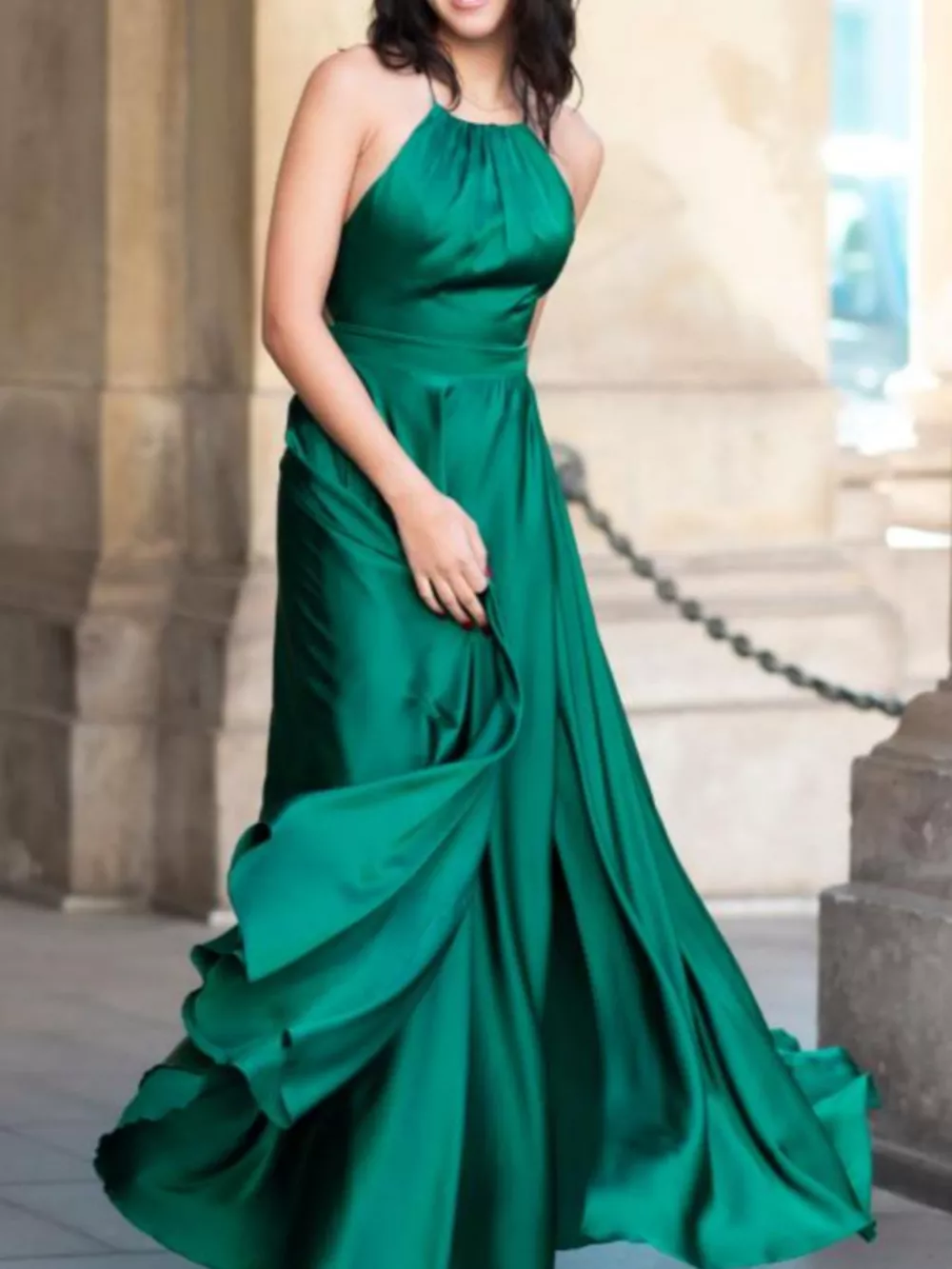 Halter Neck Slit Maxi Dress, image 3