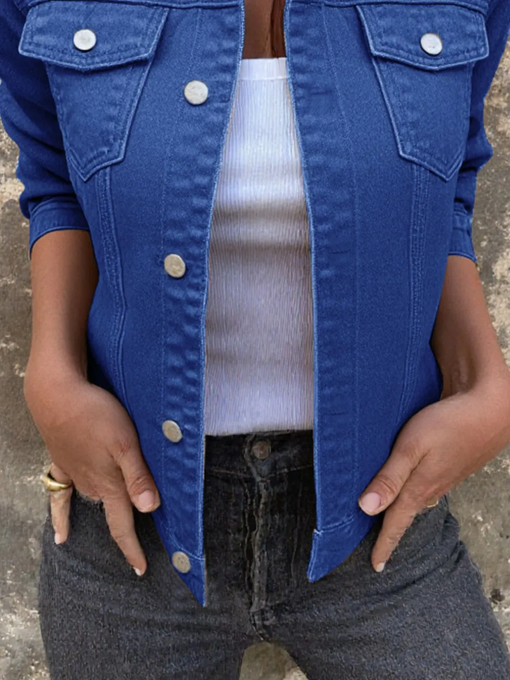 Button Front Closure Denim Jacket, image 24