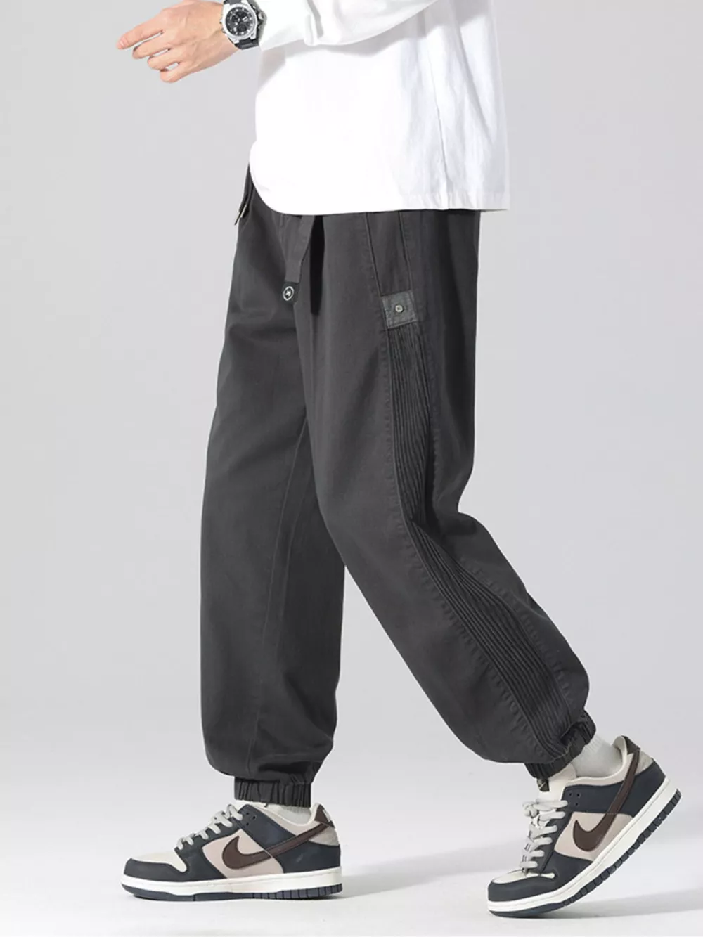 Men's Plus Size Drawstring Cargo Joggers with Pockets, image 8