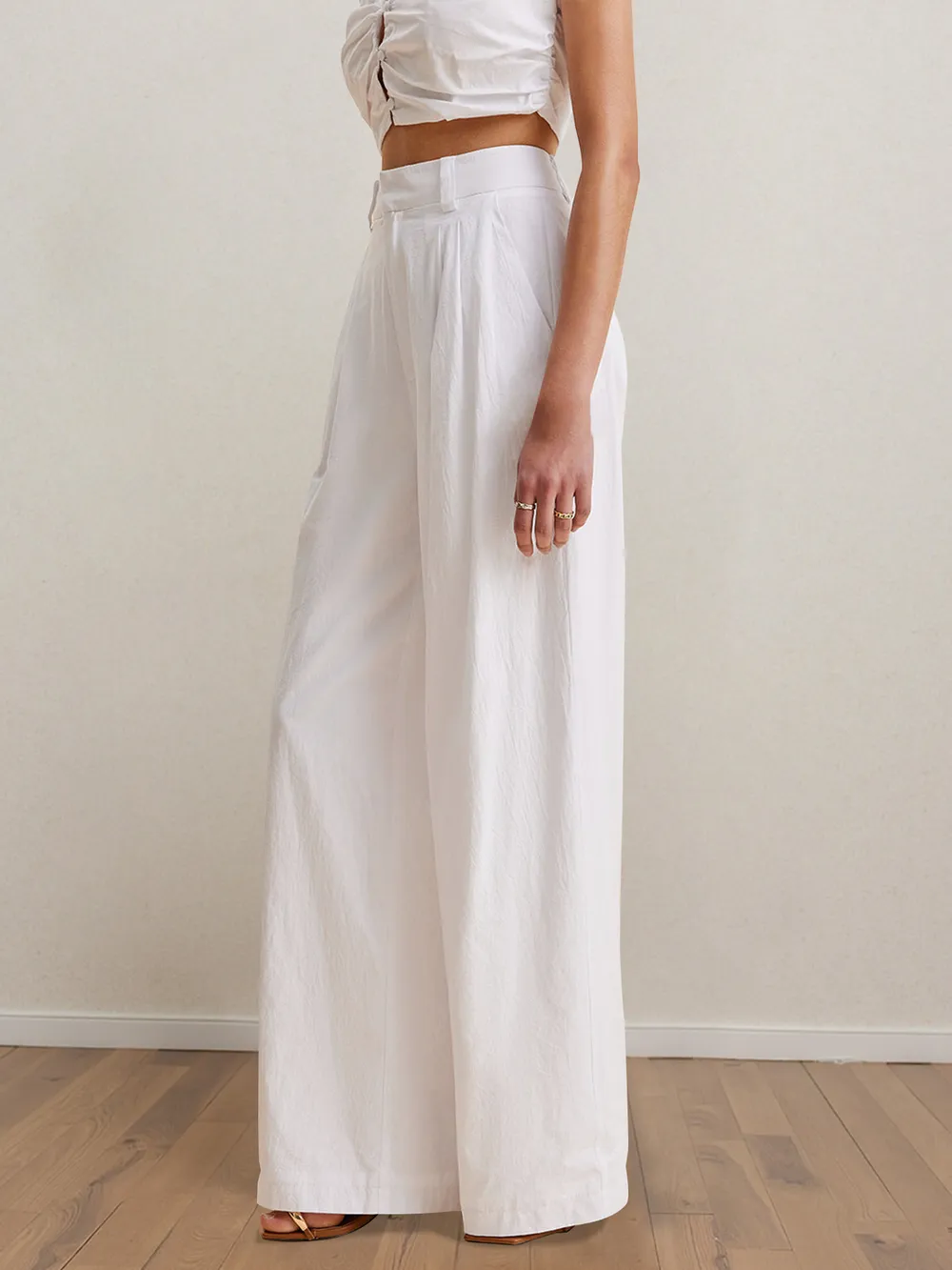 Strapless Peplum Top and Wide Leg Pants Set, image 2