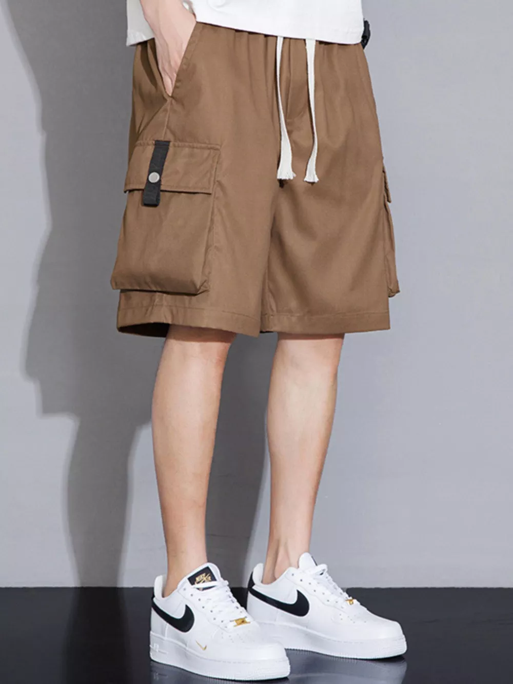 Men's Plus Size Casual Cargo Shorts with Drawstring, image 7