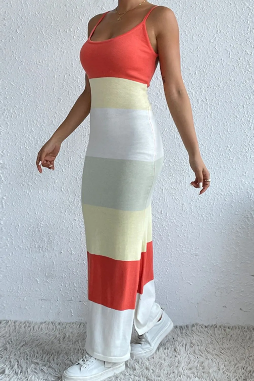 Color Block Spaghetti Strap Knit Dress, image 3