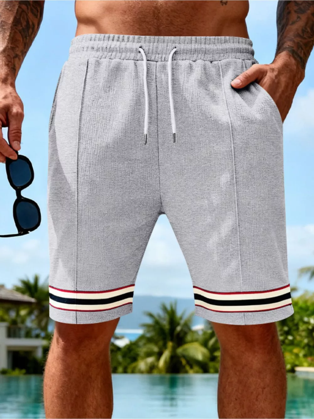 Men's Full Size Textured Knit Drawstring Shorts Plus Size, image 13