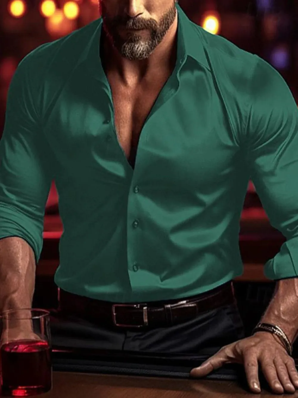 Men's Full Size Collared Neck Long Sleeve Shirt Plus Size, image 4