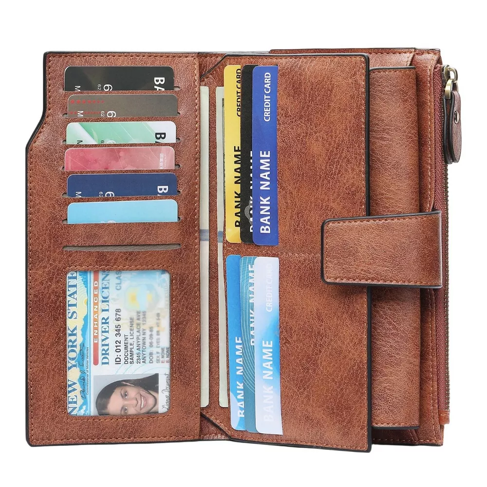 Vintage Style Long Leather Wallet, image 3