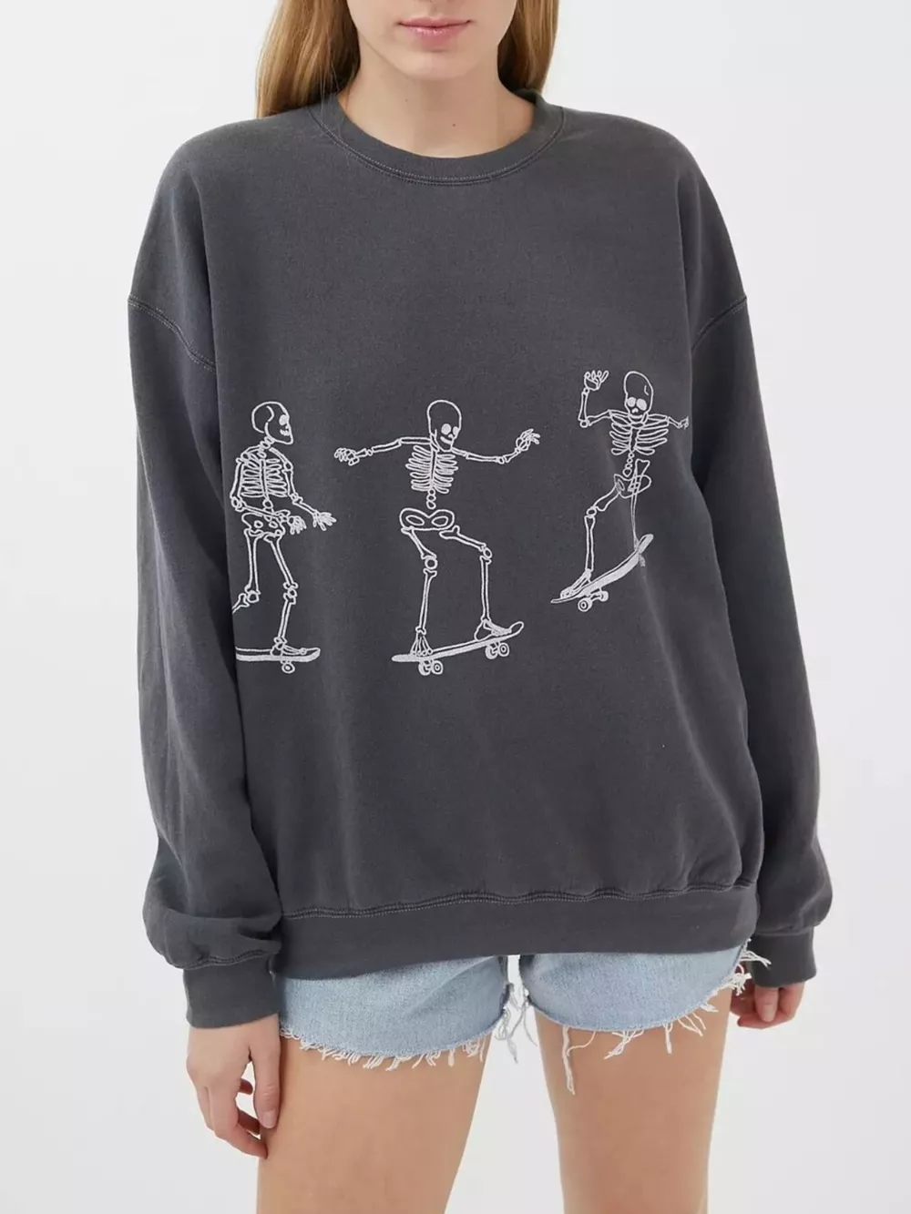 Skeleton Graphic Round Neck Sweatshirt, image 2