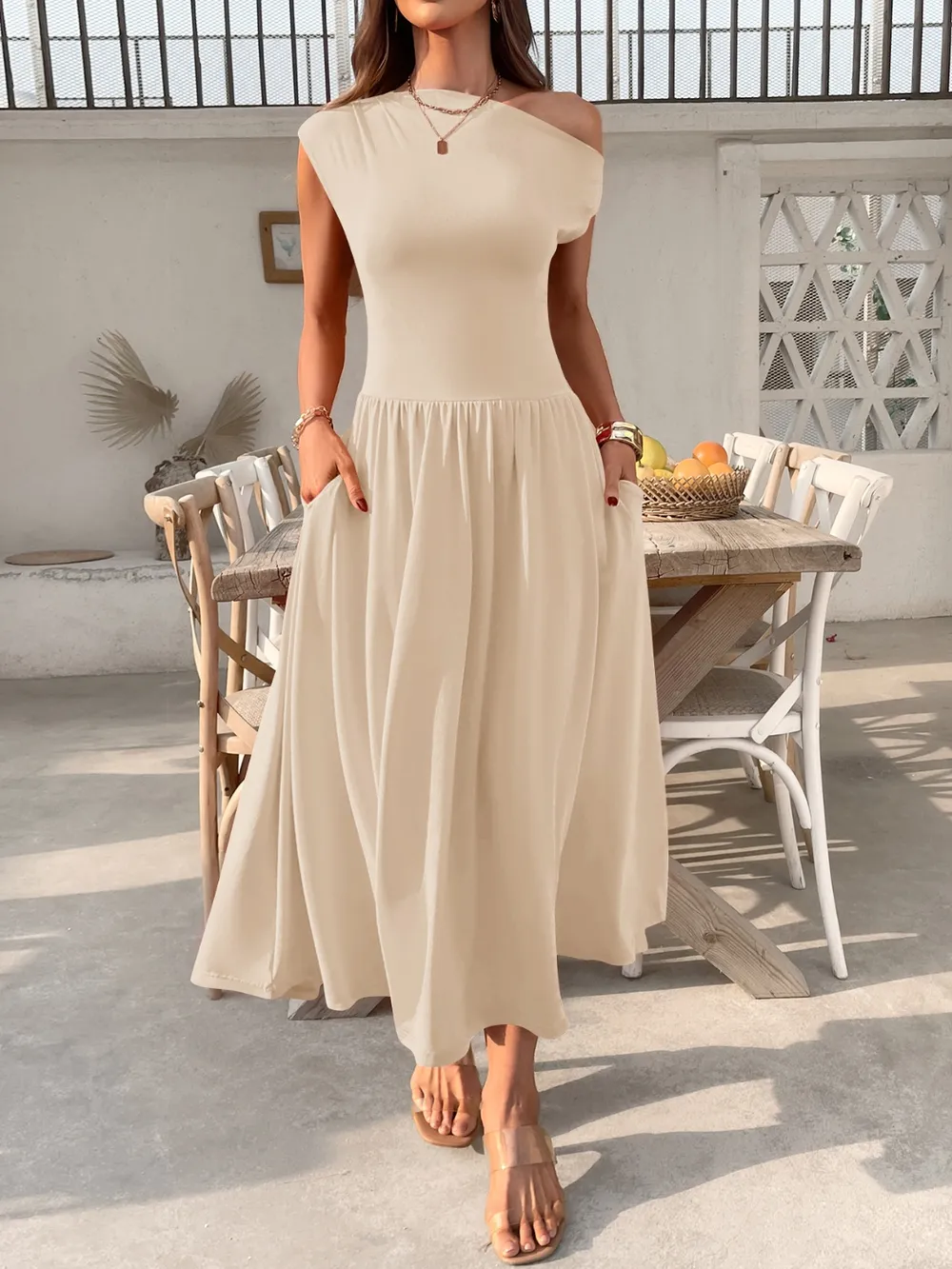 Single Shoulder Dress with Pockets, image 13