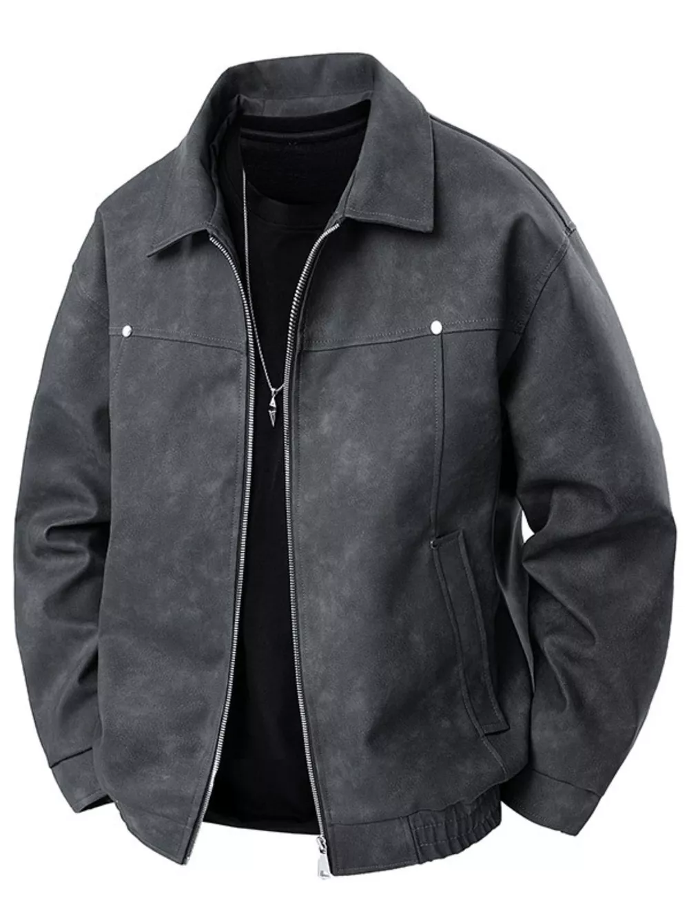 Men's Plus Size Zip Up Bomber Jacket, image 3