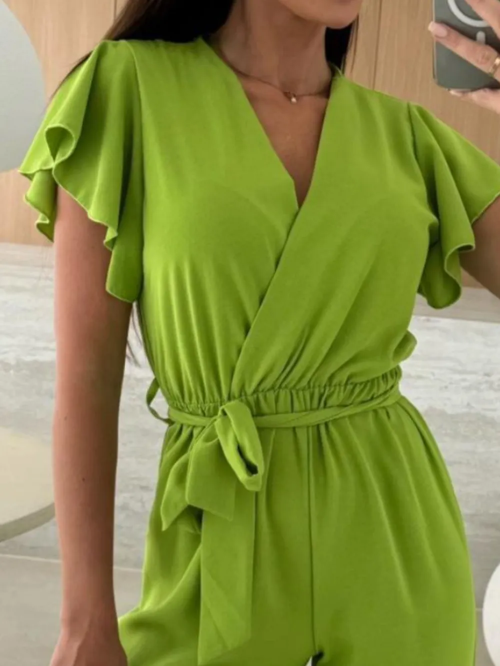 Tied Ruffled Wide Leg Jumpsuit, image 5