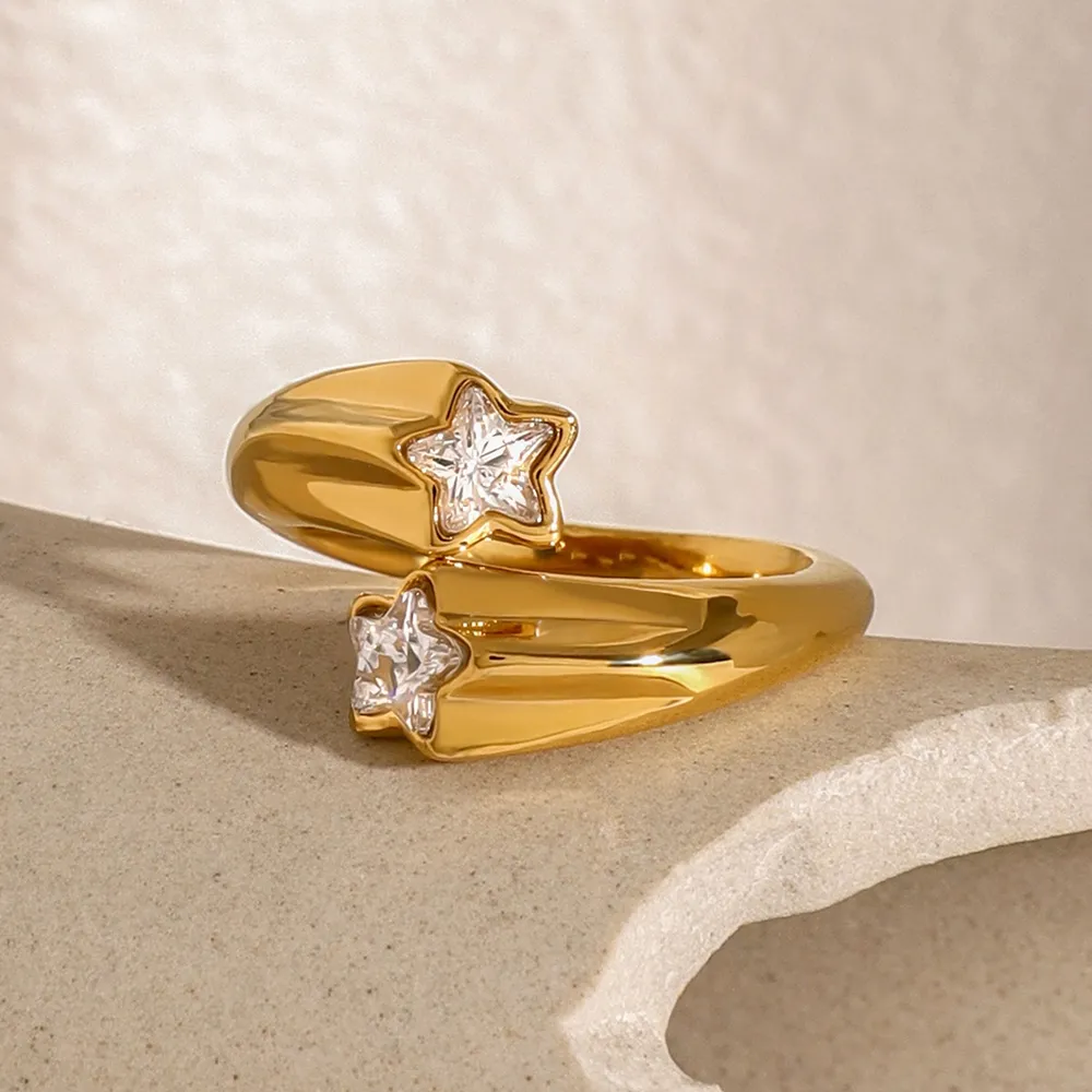 Star Crystal Gold Adjustable Ring, image 3