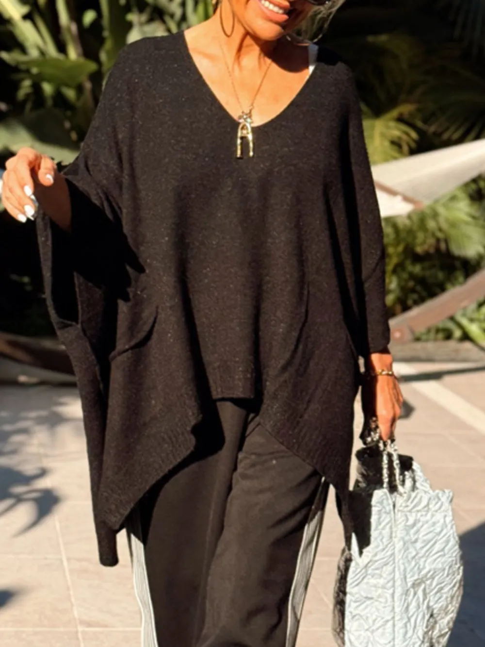 Ribbed Hem V-Neck Sweater, image 7
