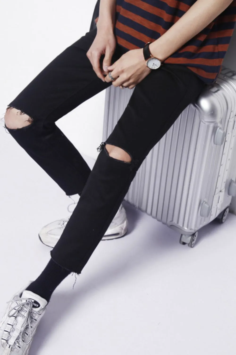 Men's Distressed Skinny Jeans, image 6