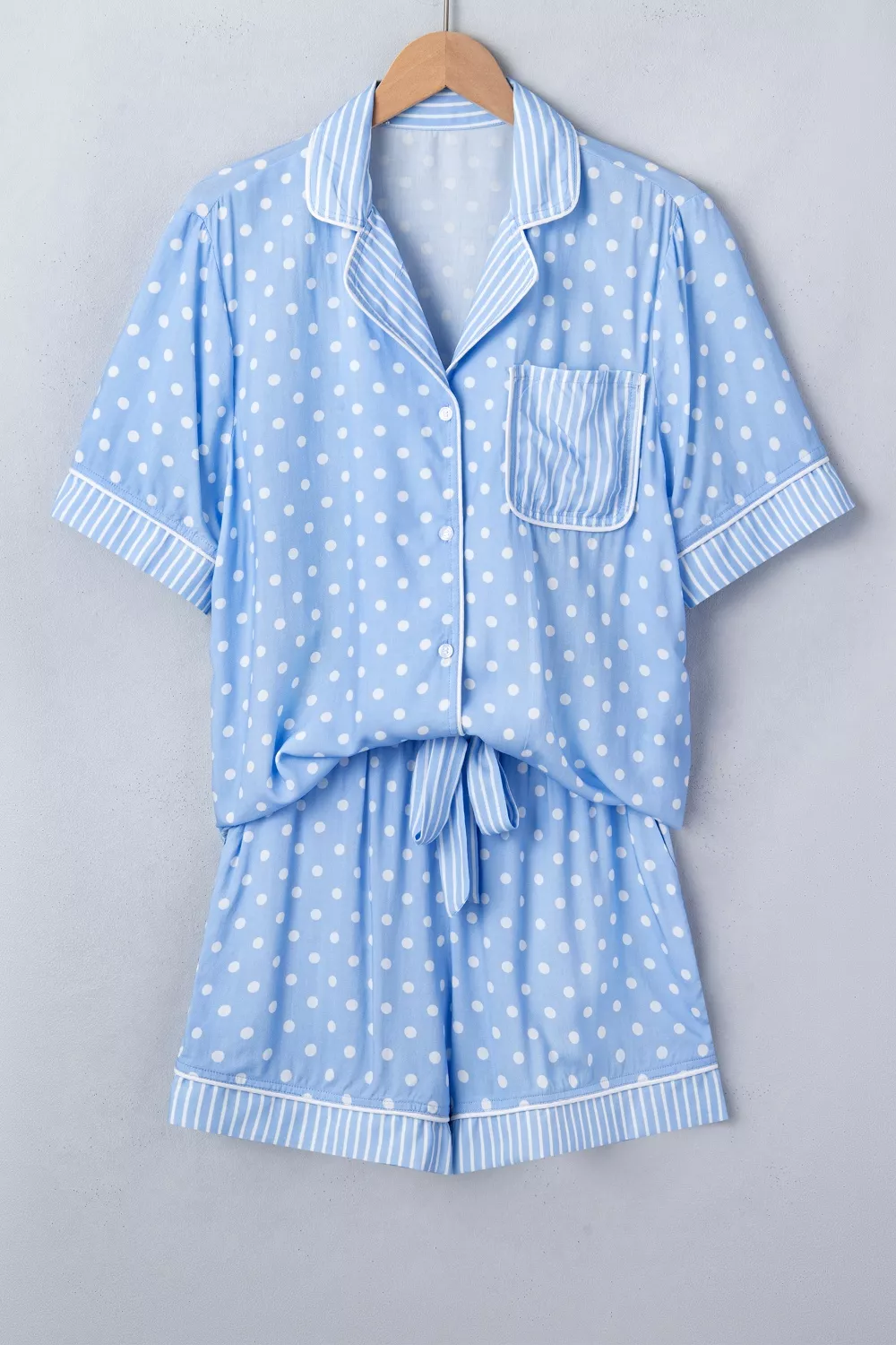 Dotted Print Soft Short Pajama Set, image 5