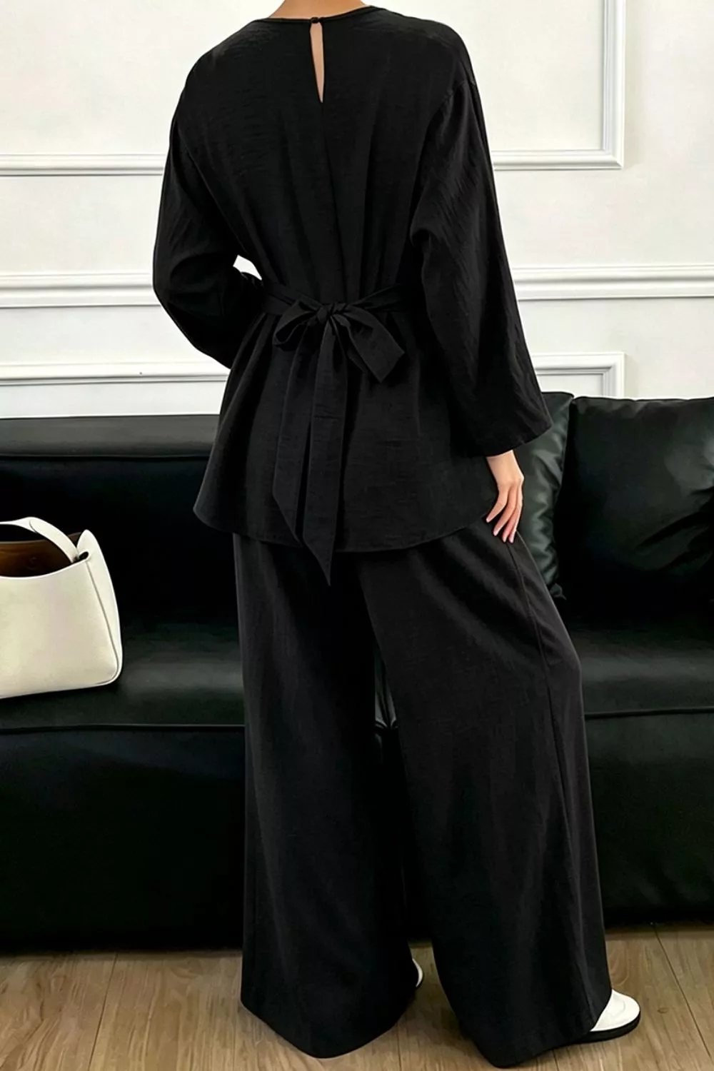 Metal Chain Waist Detail Top and Pants Set, image 13