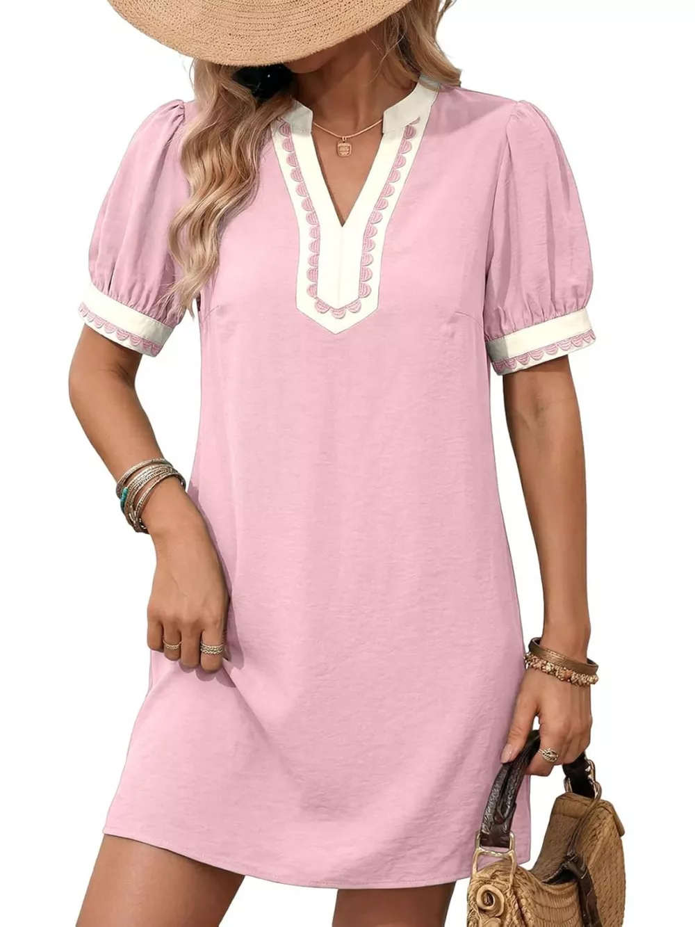 Notched Puff Sleeve Mini Dress, image 19