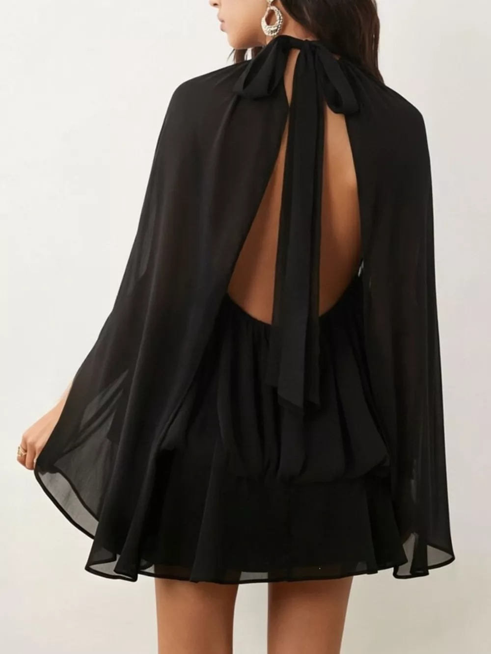 Tie Back Flare Sleeve Mini Dress, image 4