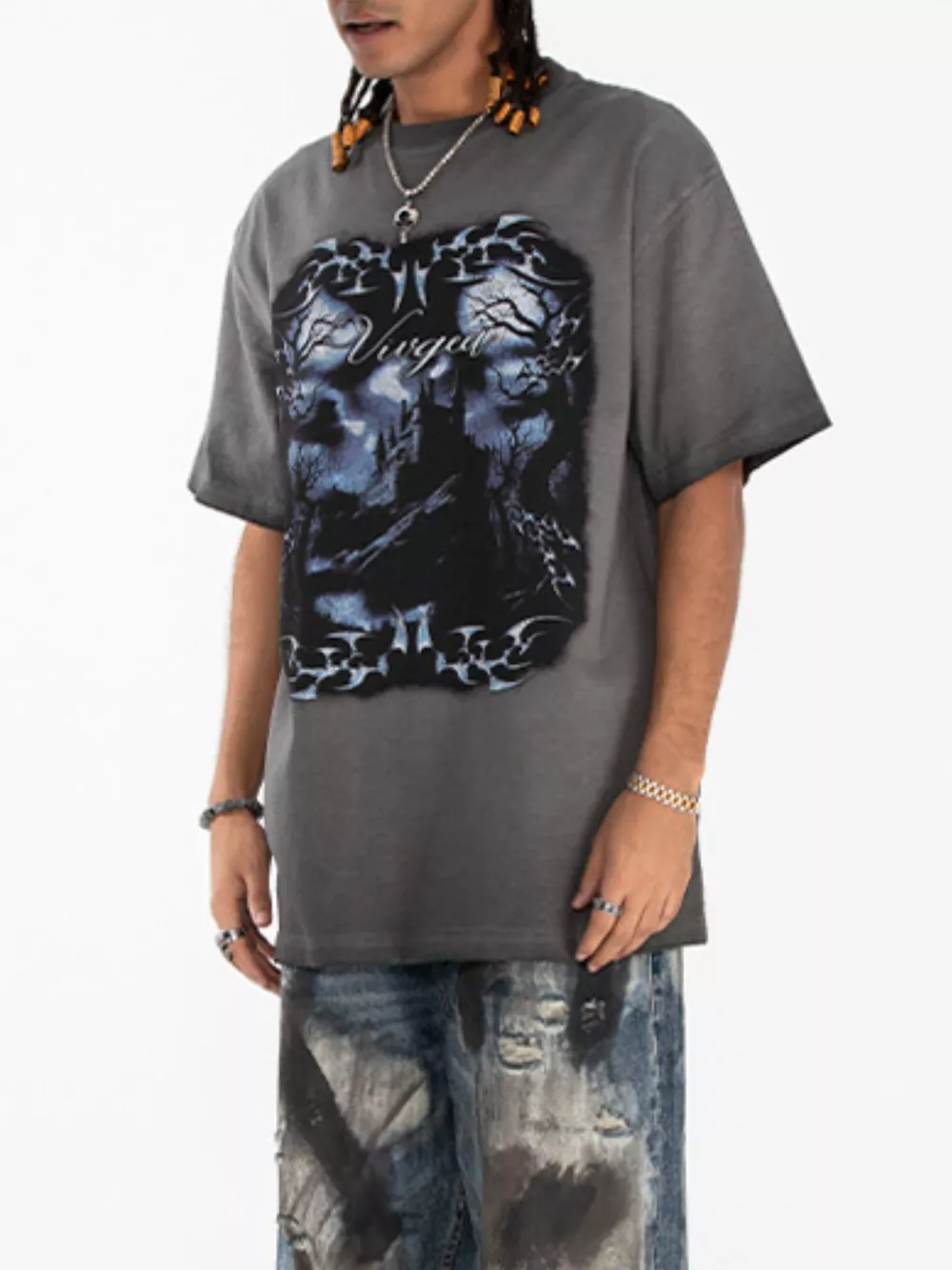 Men's Vintage Washed Graphic Oversized T-Shirt, image 5