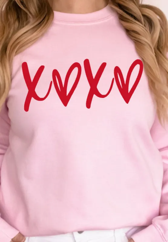 Valentine’s Day XOXO Round Neck Drop Shoulder Sweatshirt, image 2