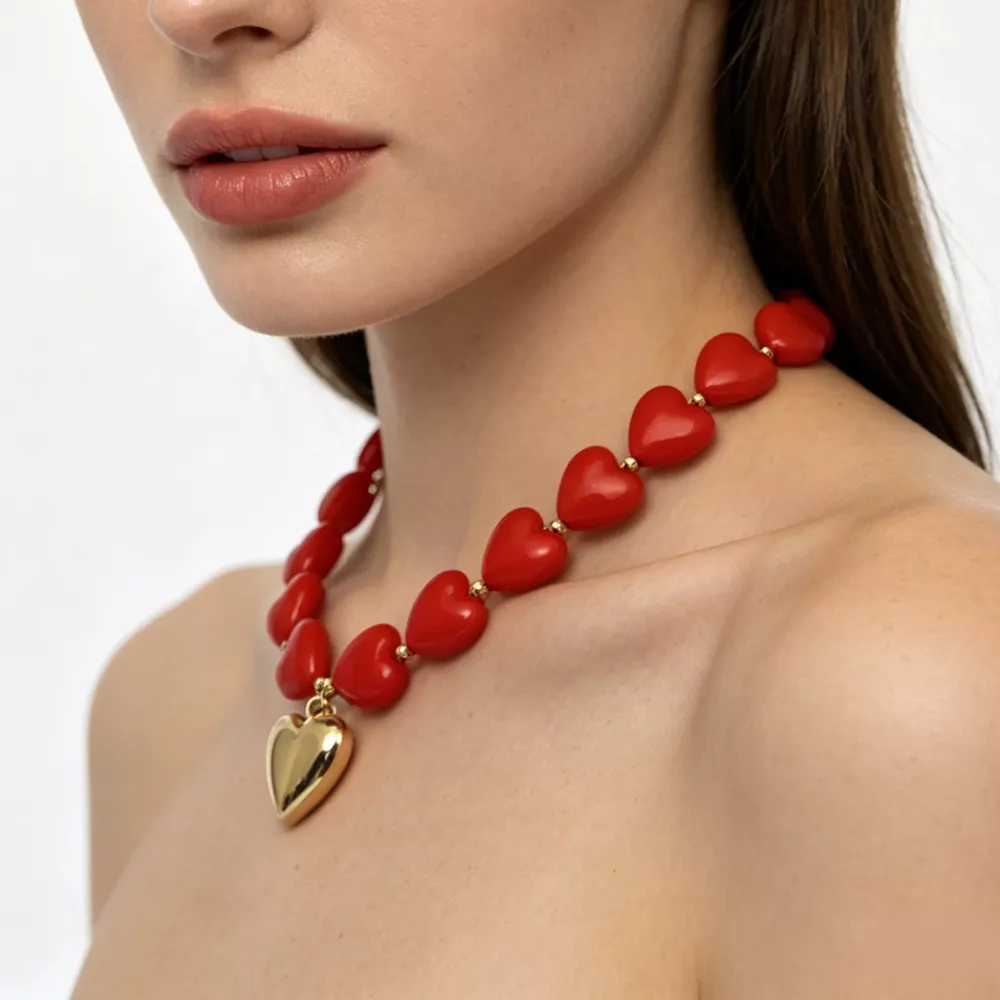Heart‑Shaped Resin Beaded Necklace, image 5