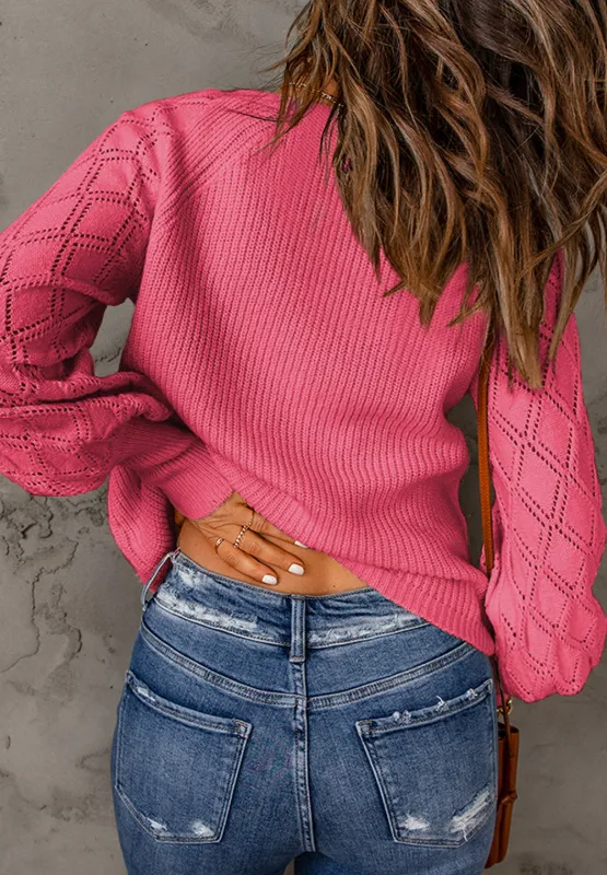 Openwork V-Neck Button Up Cardigan, image 28