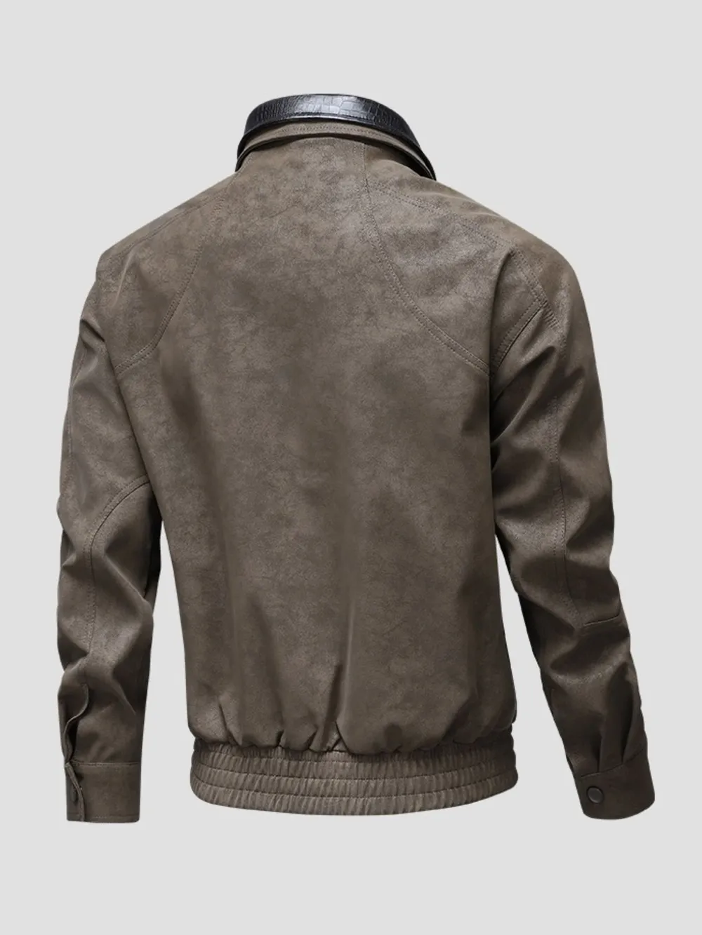 Men's Plus Size Leather Bomber Jacket with Full Zip Front, image 7