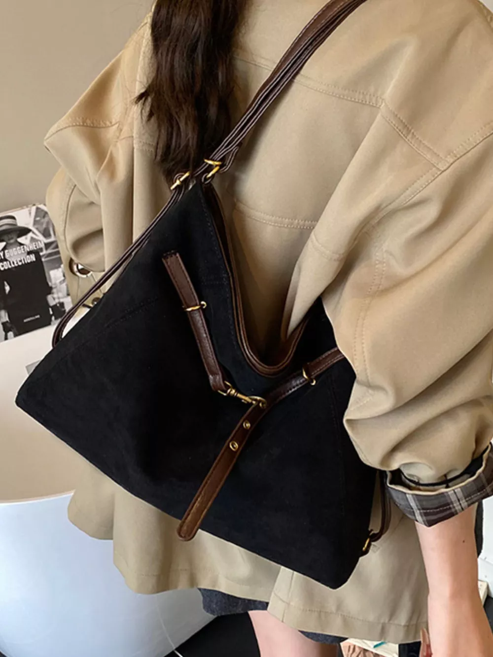 Vintage Suede Tote Bag, image 5
