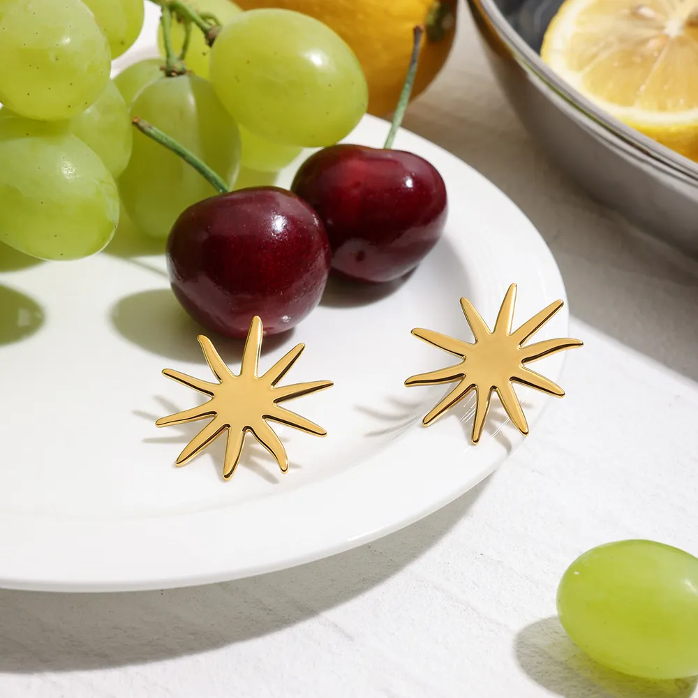 18K Gold-Plated Starburst Stud Earrings, image 2