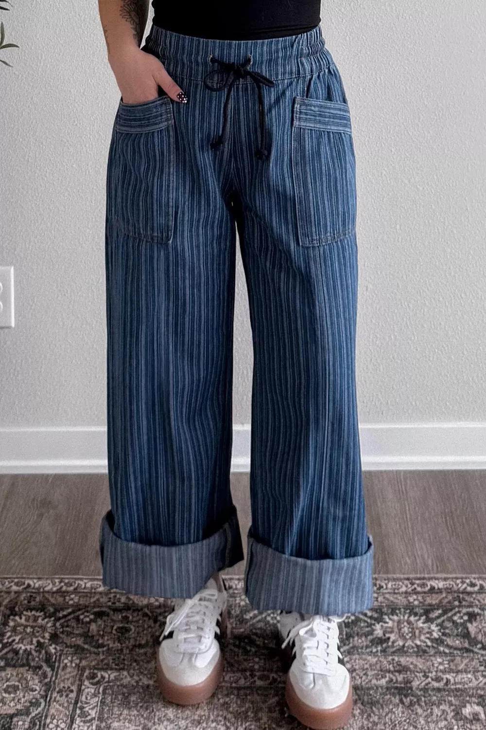 Striped Wide-Leg Jeans, image 2