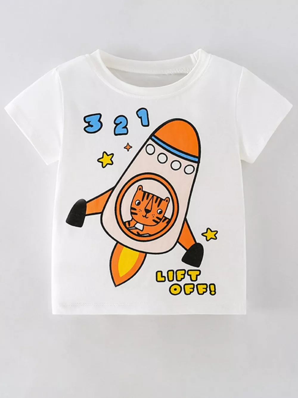 Children's Cartoon Rocket Short Sleeve T-Shirt