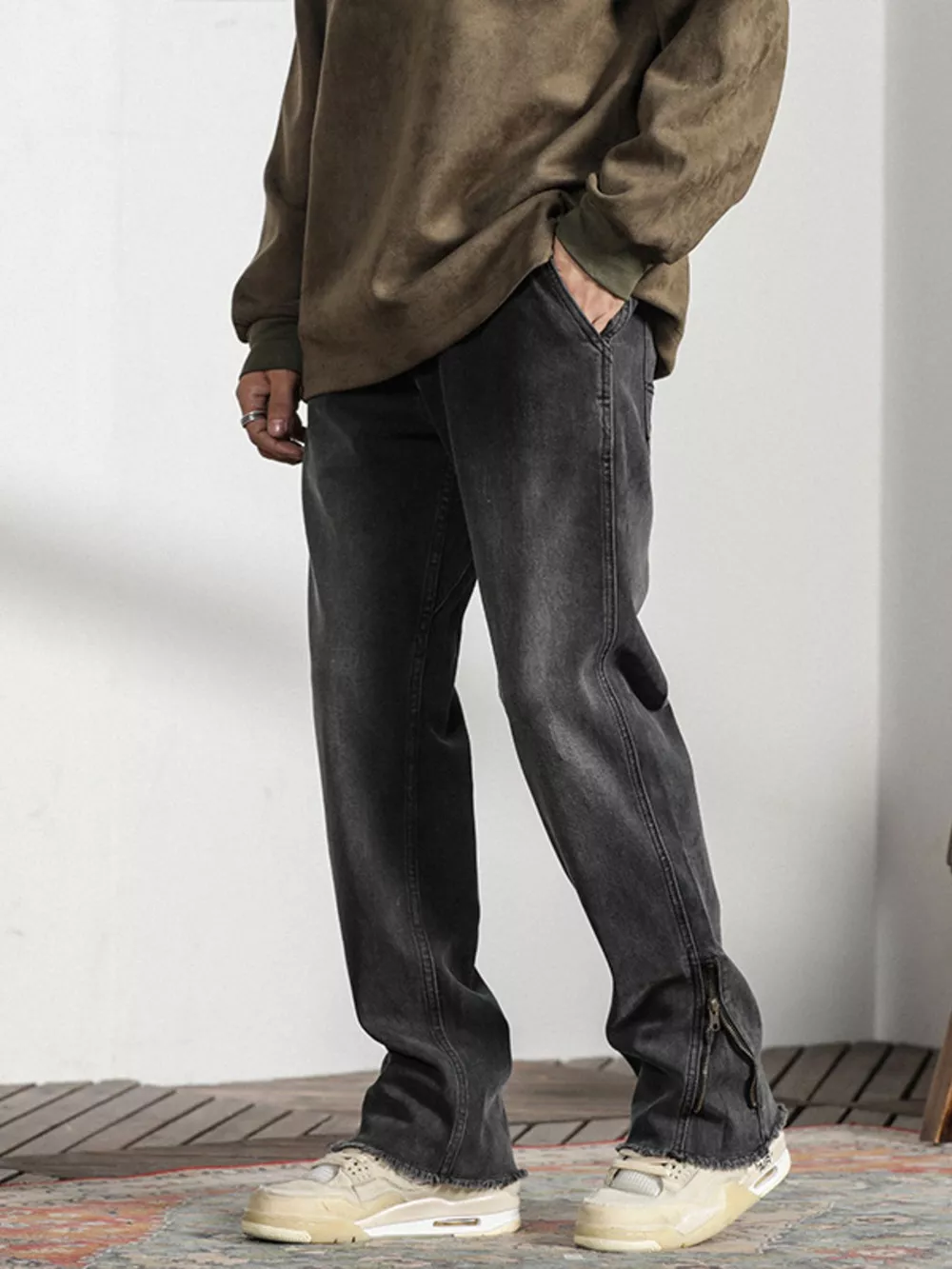 Men's Vintage Raw Hem Jeans, image 4