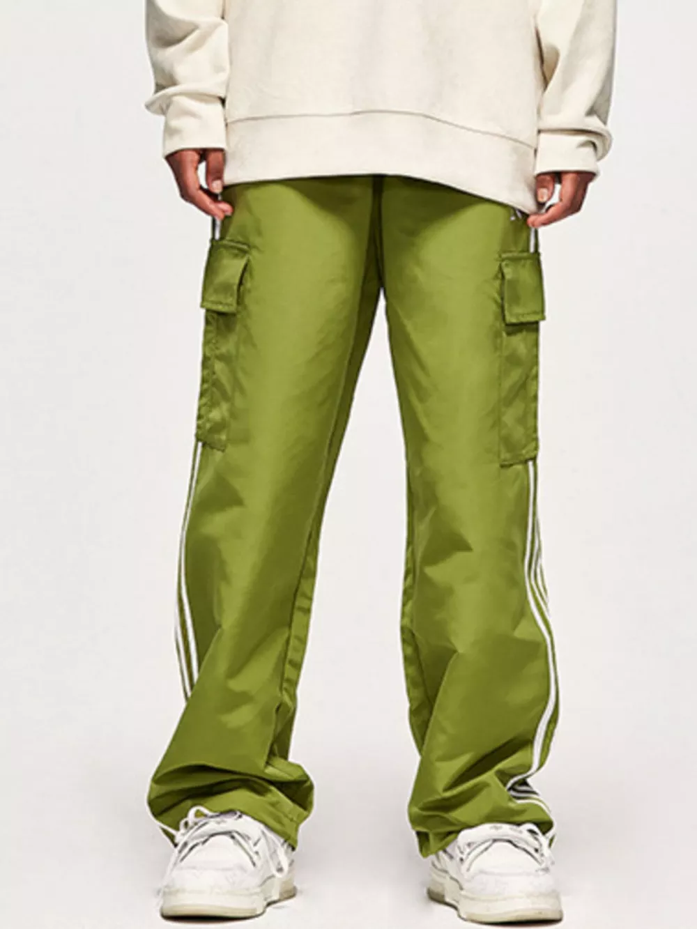 Men's Side Striped Wide Leg Cargo Pants, image 3