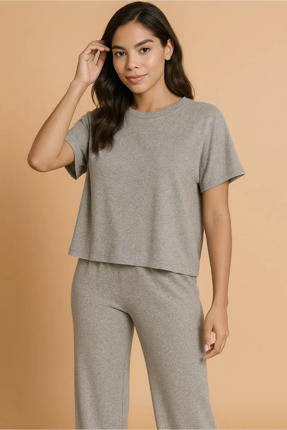 Soft Melange Short Sleeve Tee & Long Pants Set