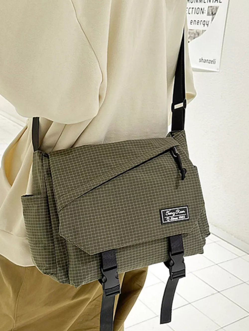 Plaid Buckle Flap Crossbody Bag, image 3