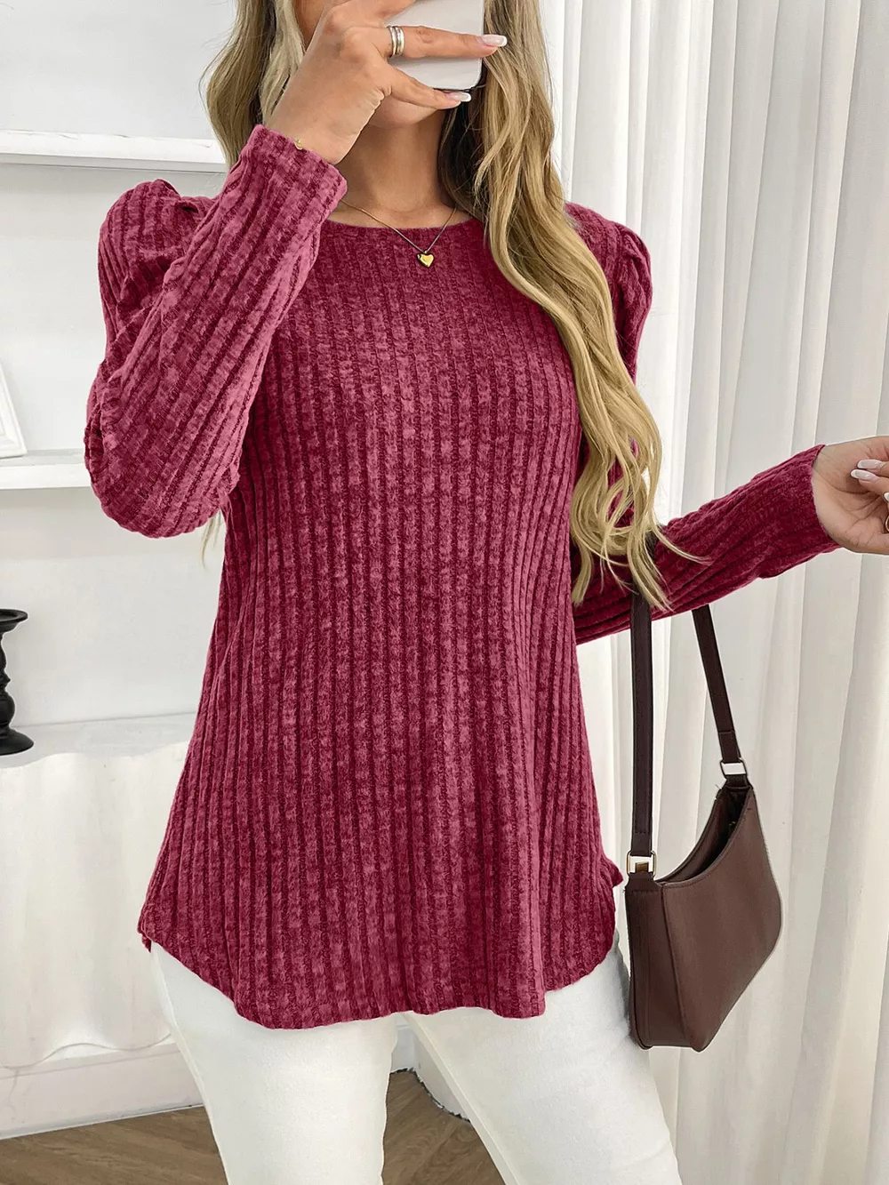 Round Neck Puff Sleeve T-Shirt, image 13