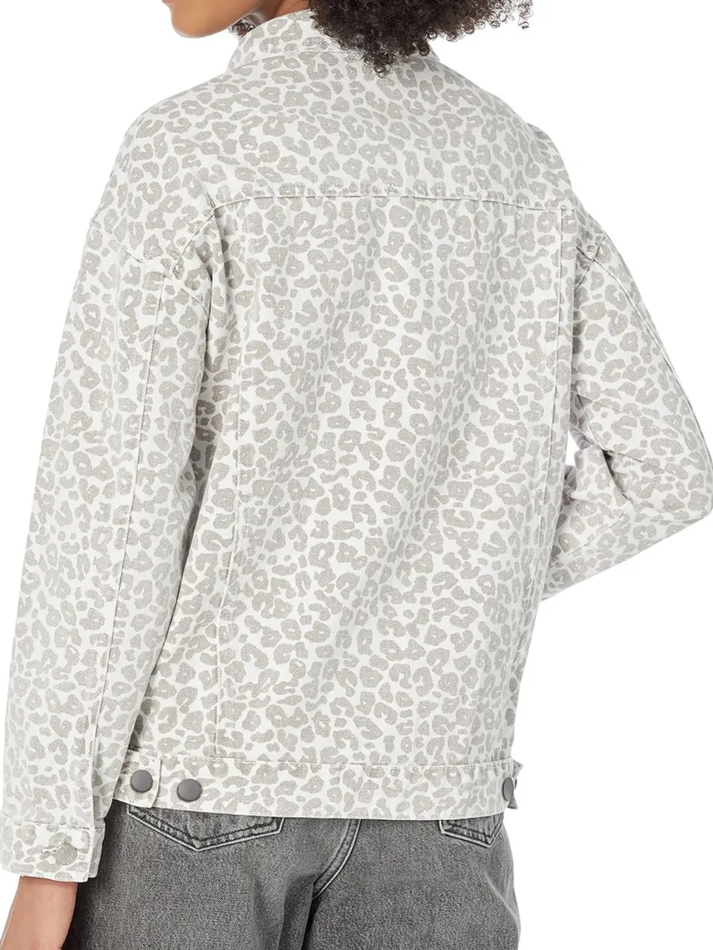 Leopard Button Up Long Sleeve Denim Jacket, image 4