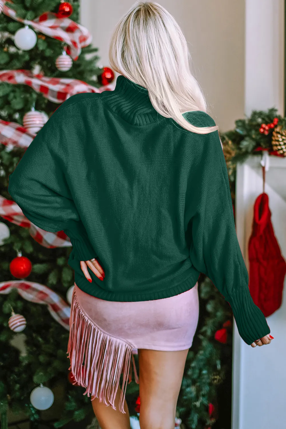 Full Size Merry Christmas Turtleneck Long Sleeve Sweater, image 6