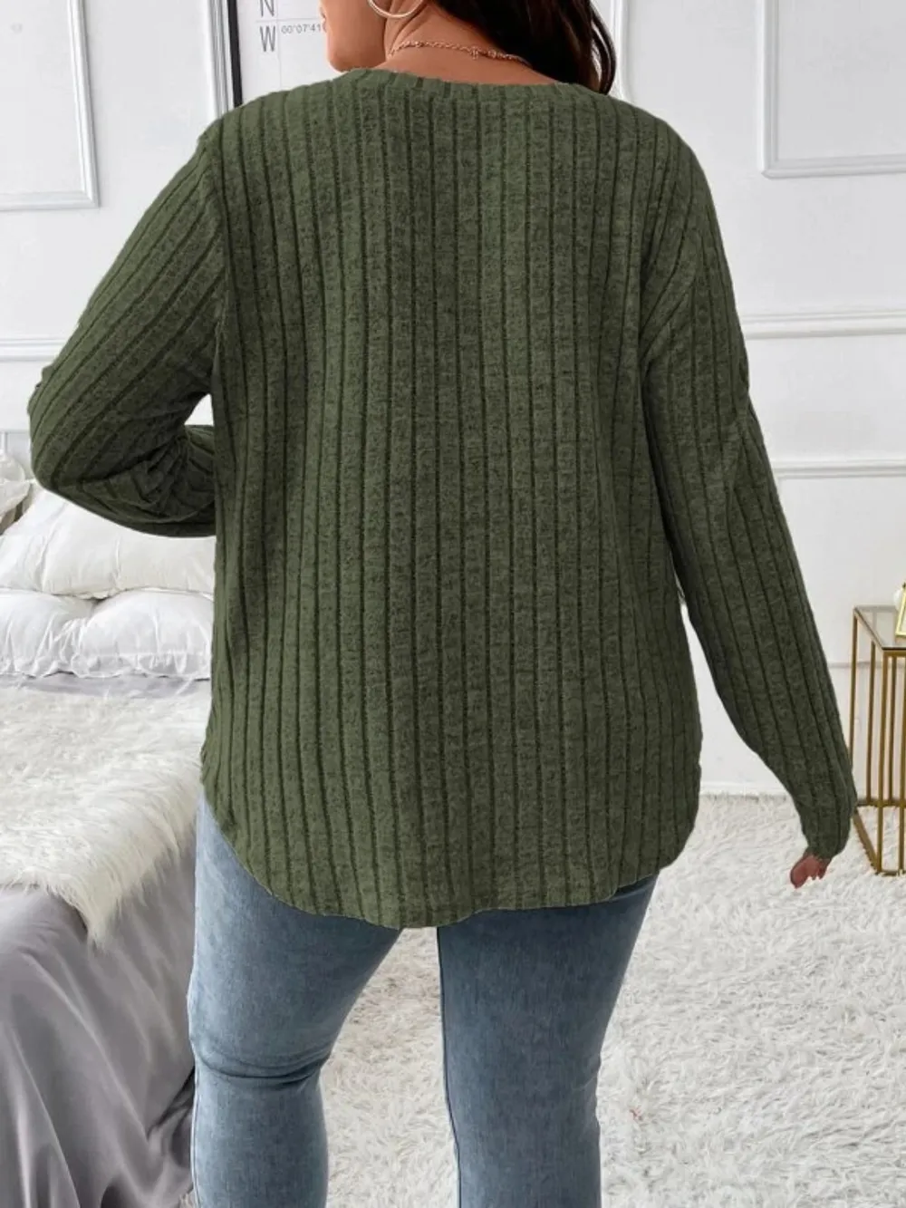 Plus Size V-Neck Long Sleeve T-Shirt, image 8