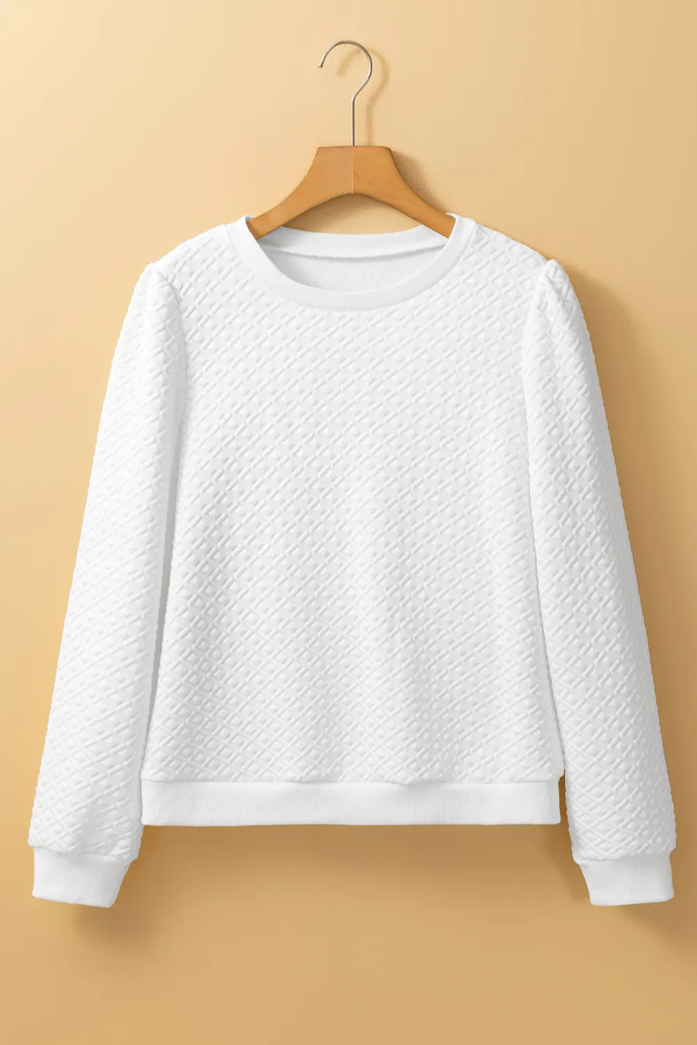 Textured Round Neck Long Sleeve Top, image 3