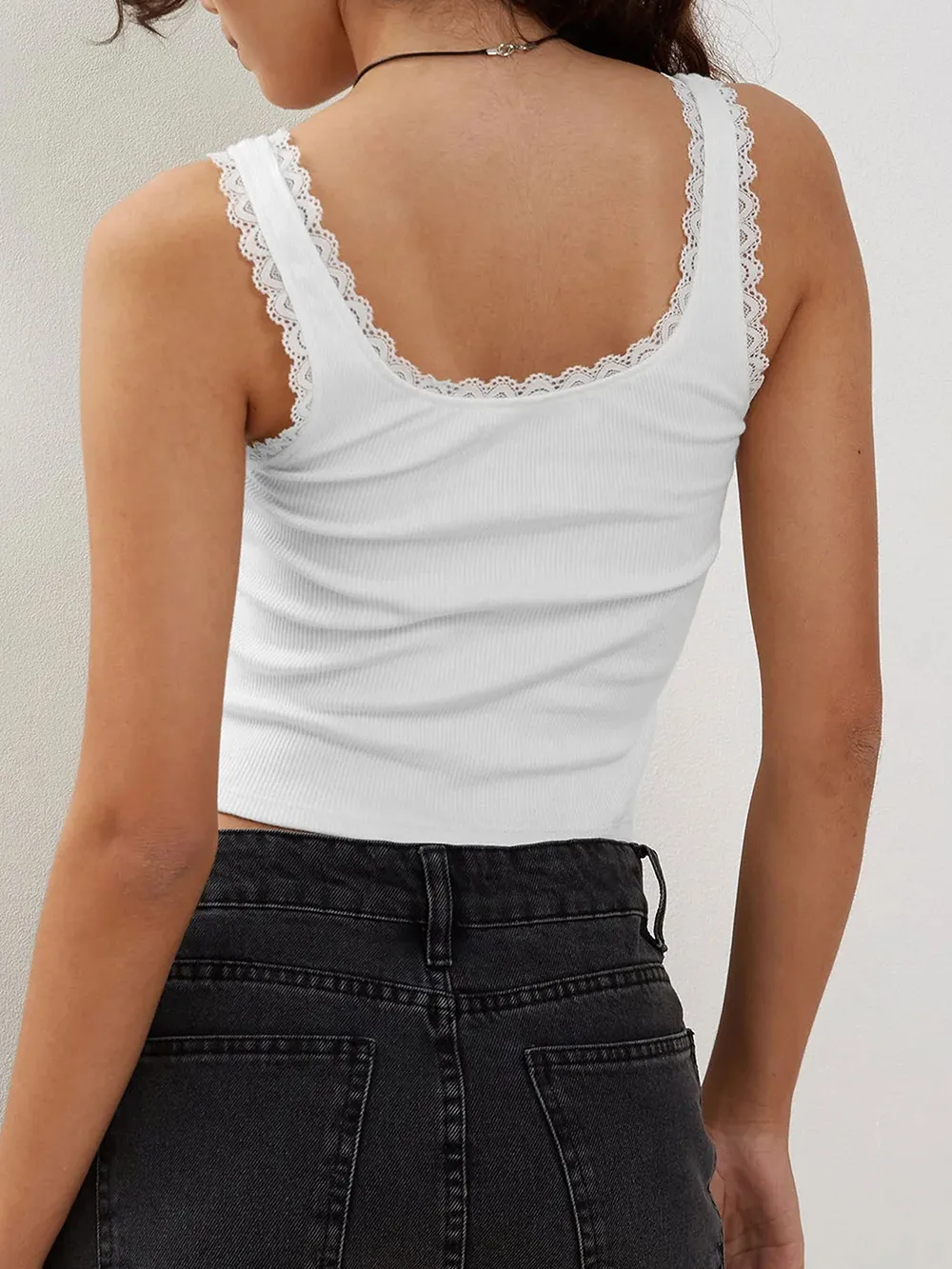 Lace Detail Square Neck Tank, image 7