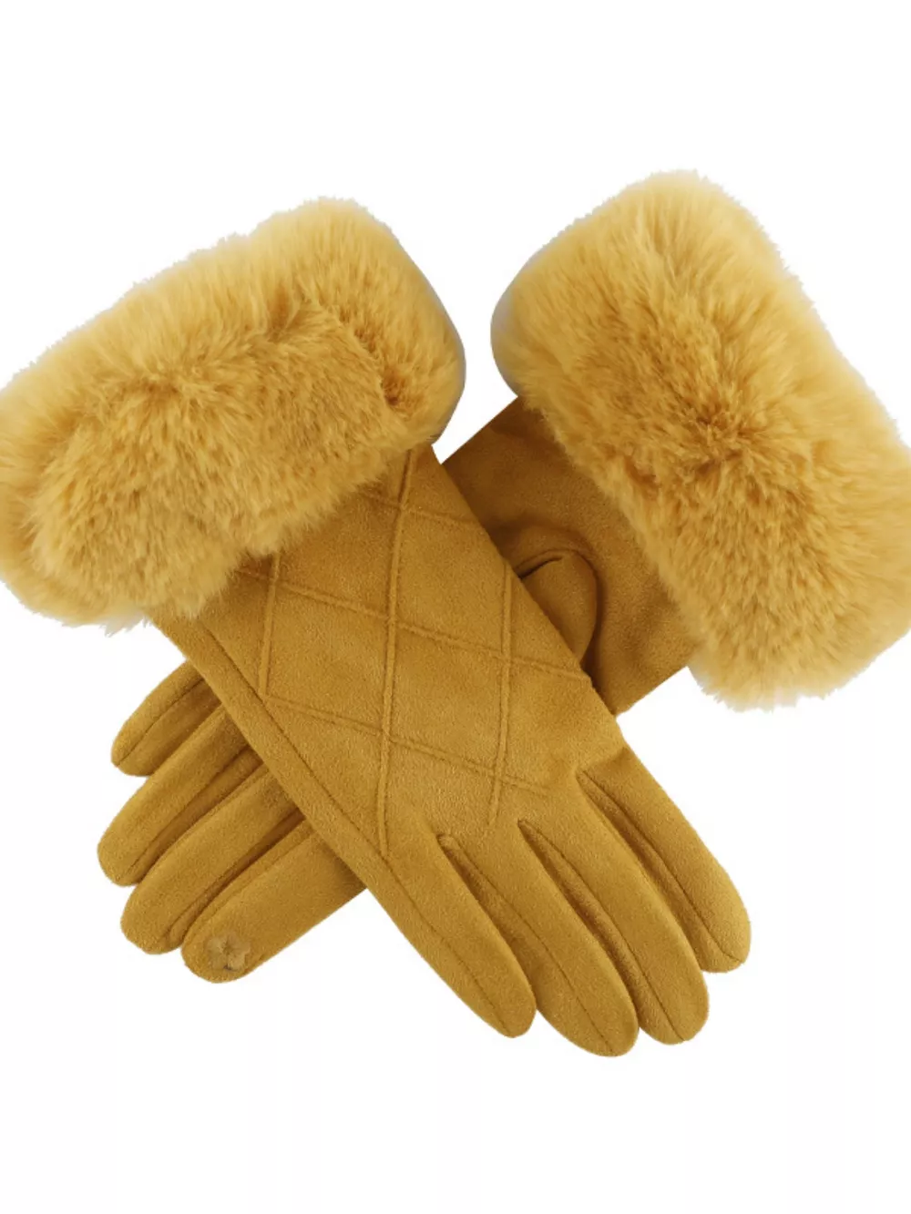 Fur Cuff Suede Gloves, image 3
