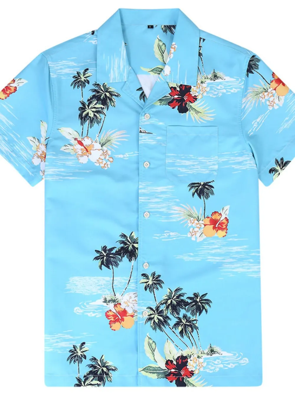 Men's Hawaiian Print Short Sleeve Button Down Shirt, image 10