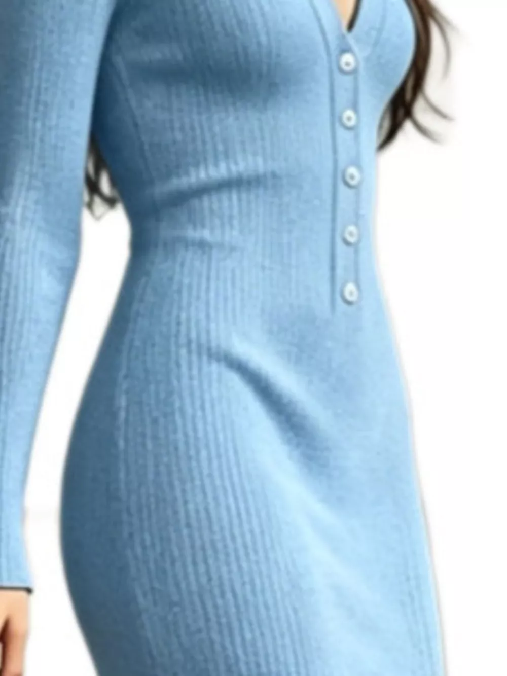 Ribbed Long Sleeve Sweater Dress with High Slit, image 10