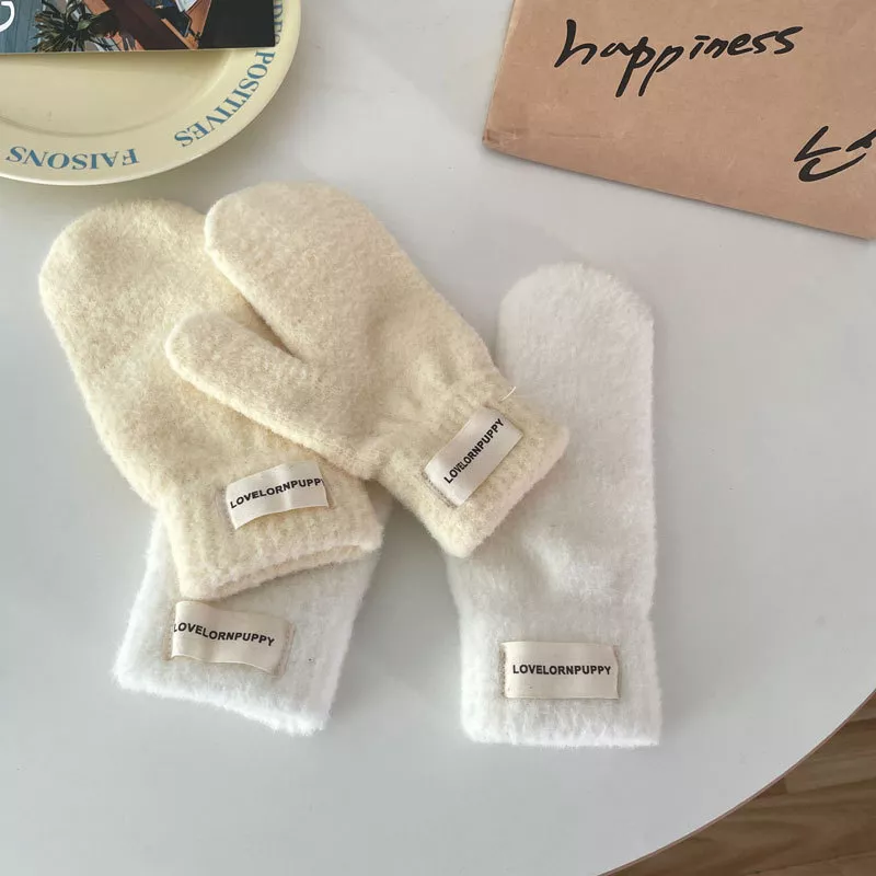 Warm Plush Knitted Mitten Gloves, image 12