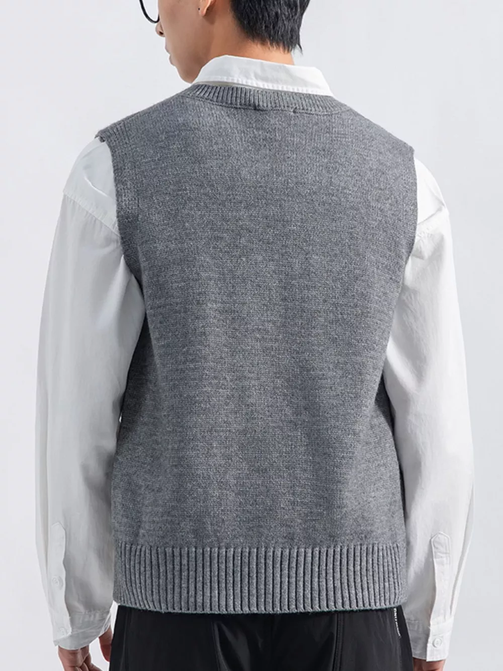 Men's Plus Size Ribbed Hem Sweater Vest, image 11