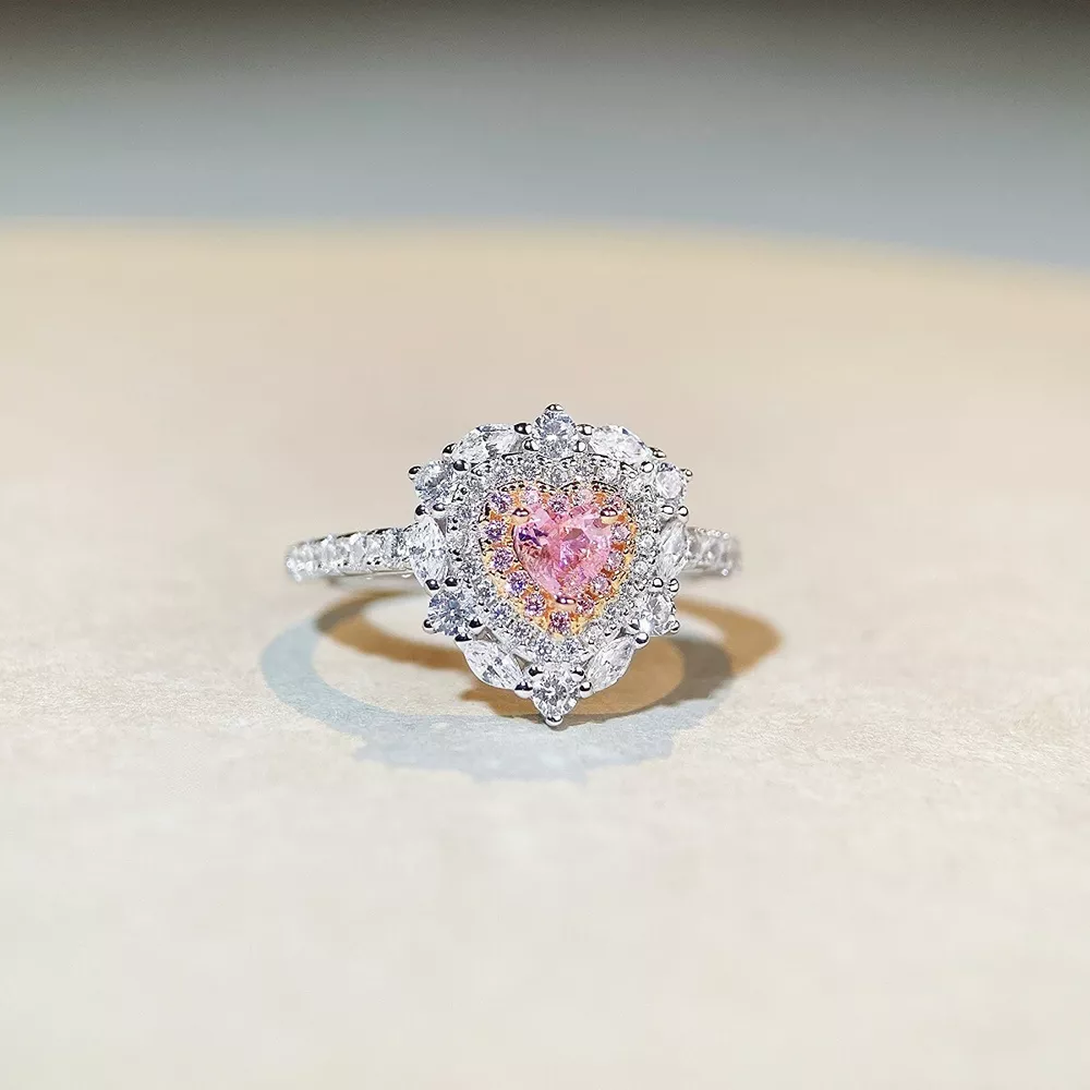 925 Sterling Silver Zircon Heart Ring