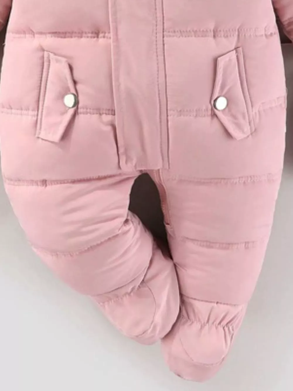 Children's Warm Padded One-Piece Snowsuit with Fur Hood, image 18