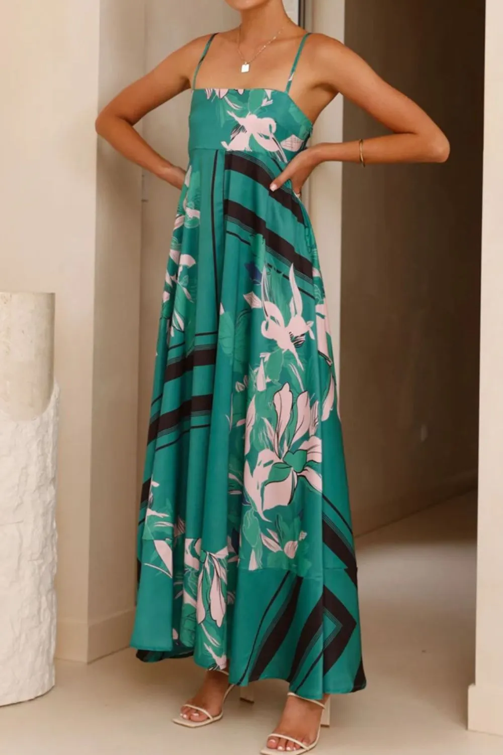 Printed Square Neck Cami Maxi Dress, image 13
