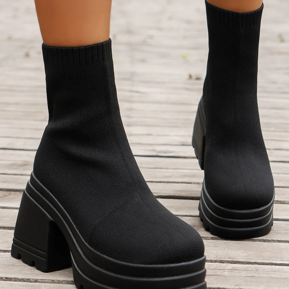 Round Toe Block Heel Boots, image 5