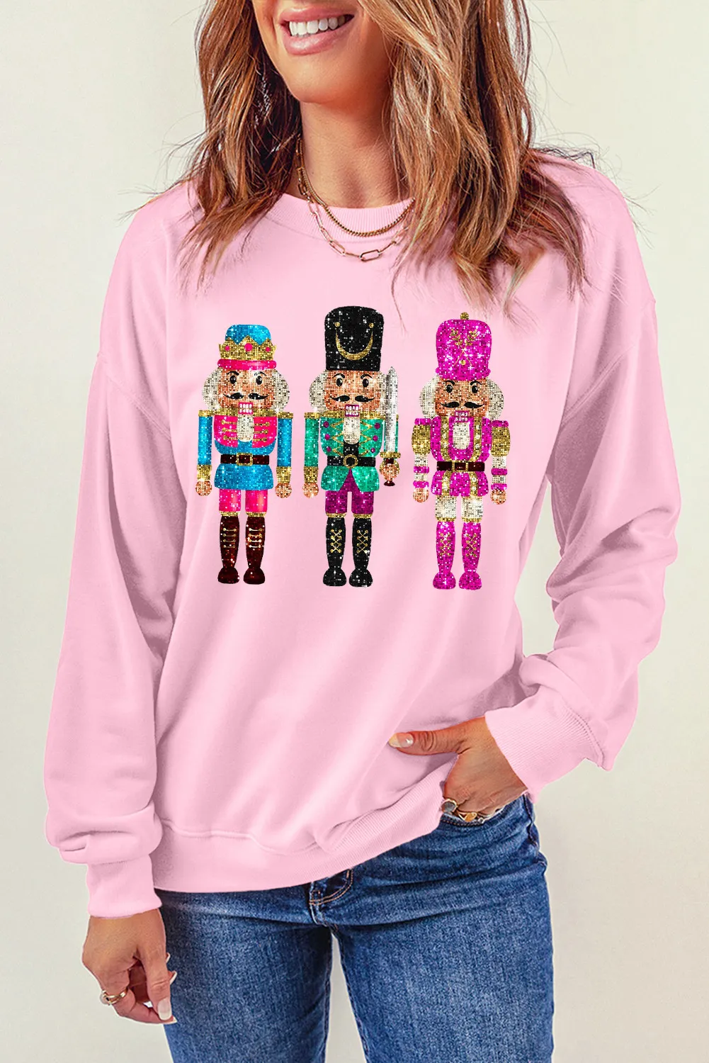 Nutcracker Graphic Round Neck Long Sleeve Sweatshirt, image 4