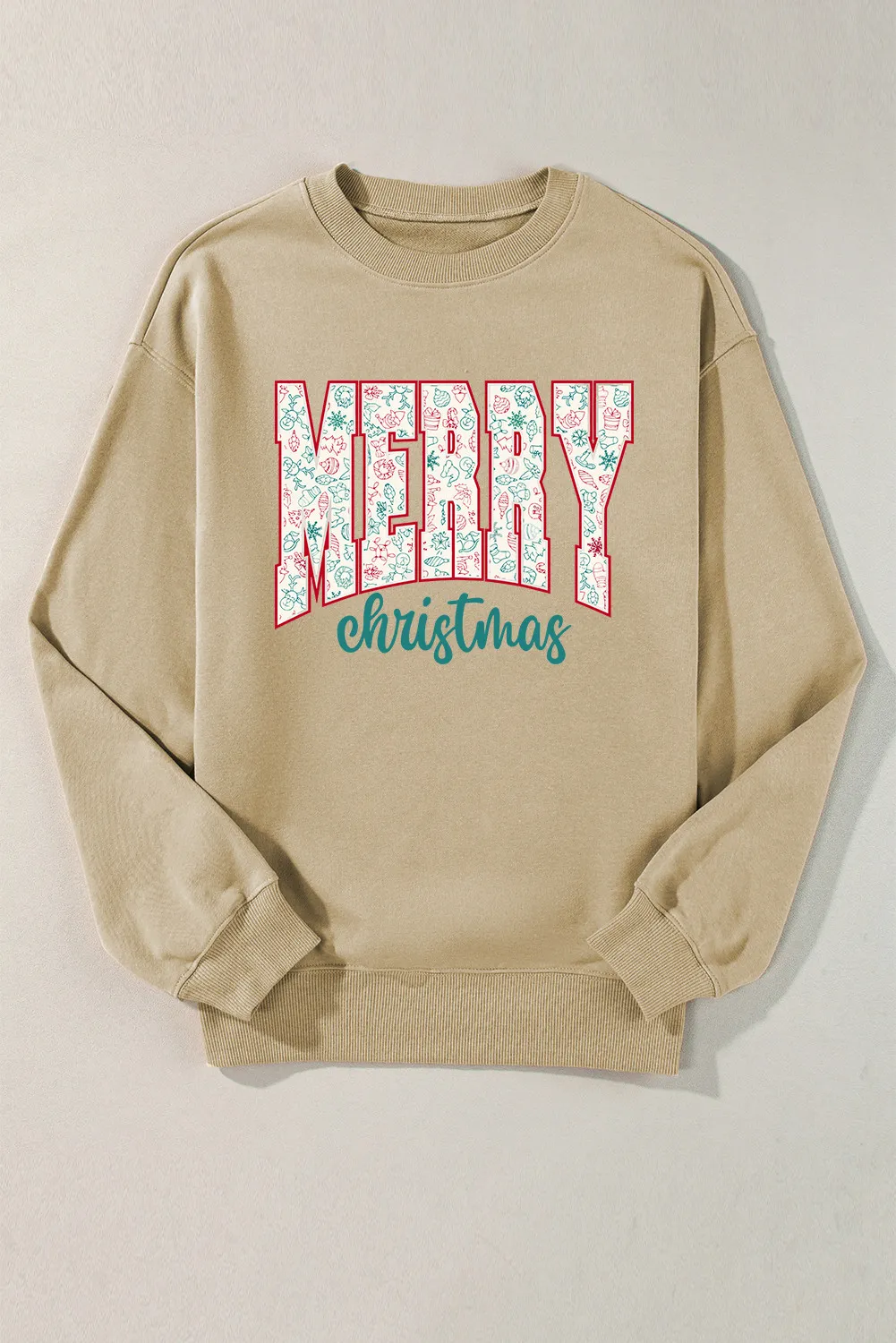 MERRY CHRISTMAS Round Neck Long Sleeve Sweatshirt, image 2